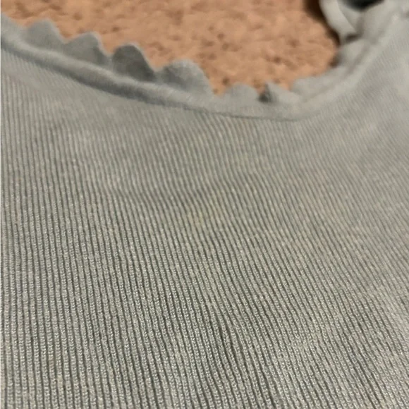 mine Light Sage Blue Ruffle-Strap Knit Tank - Picture 2 of 4